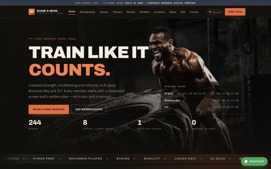 Dune & Iron — Dubai gym website demo